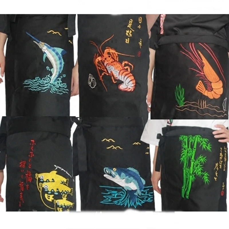 Japanese sushi restaurant brief paragraph aprons Korean restaurant waiter Japanese chef working men and women embroidery apron