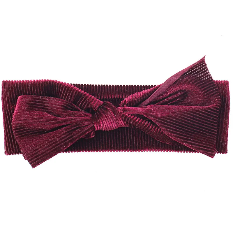 wine red wine red Newborn Baby Girls Big Bow Fashion Headbands Kids Childs Toddler Cute Ribbed Elastic Hair band Accessories Headwrap For Girls - Color: wine red wine red