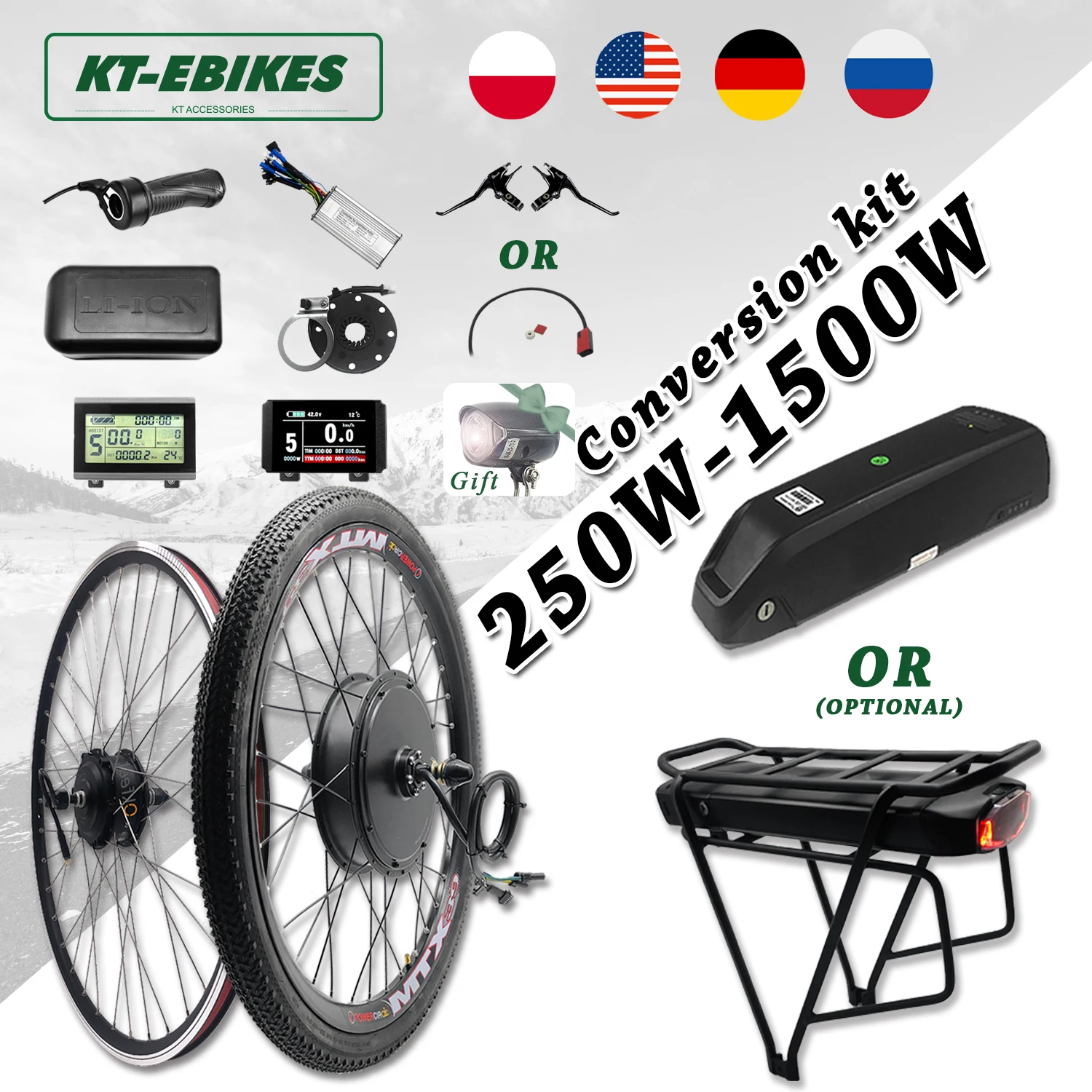 US $457.00 eBike Kit 36V 500W 48V 750W 1000W 1500W Front Rear ebike Wheel Hub Motor Electric Bicycle Bike Conversion Kit with battery