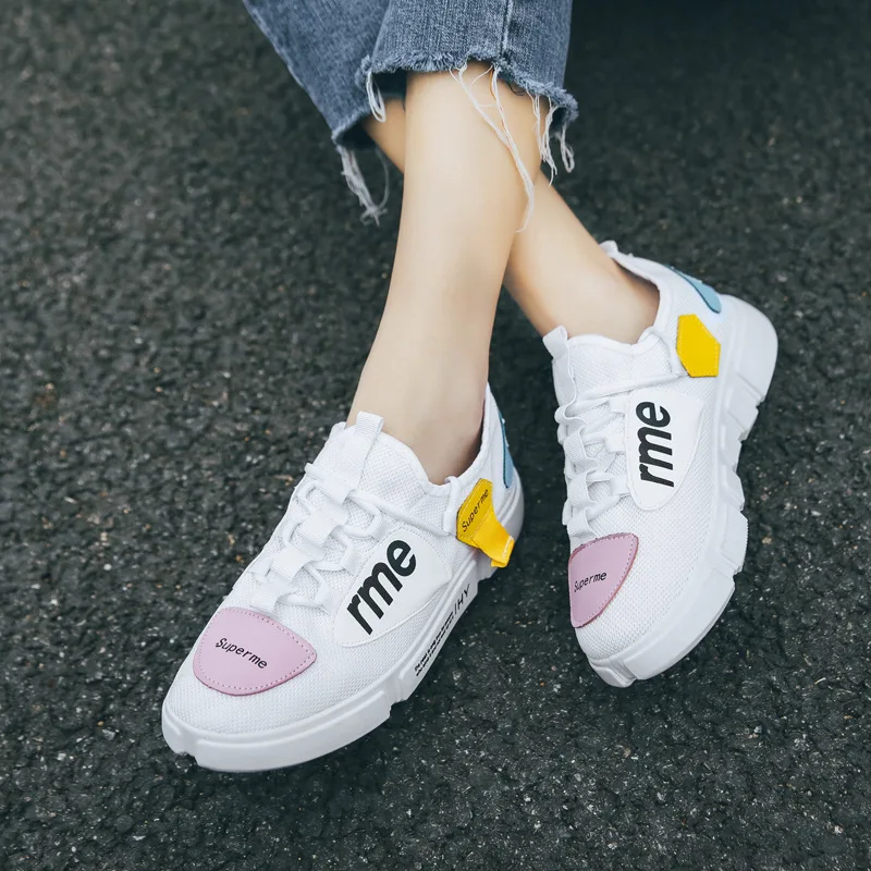 

2019 Spring New Style Versatile Fashion Sporty WOMEN'S Shoes Korean-style Trend White Shoes Punched Sheet Surface Enlightenment