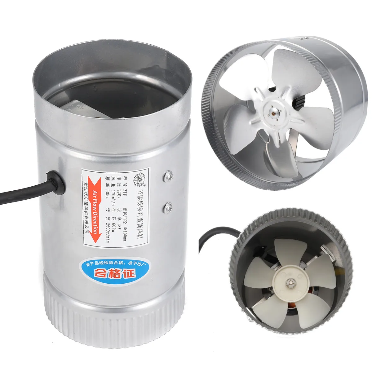 

4/6/8/10 Inch Inline Air Ducting Fan Ventilator Metal Booster Fan Blower Intake Out-Take Ventilation Vents For Kitchen Bathroom