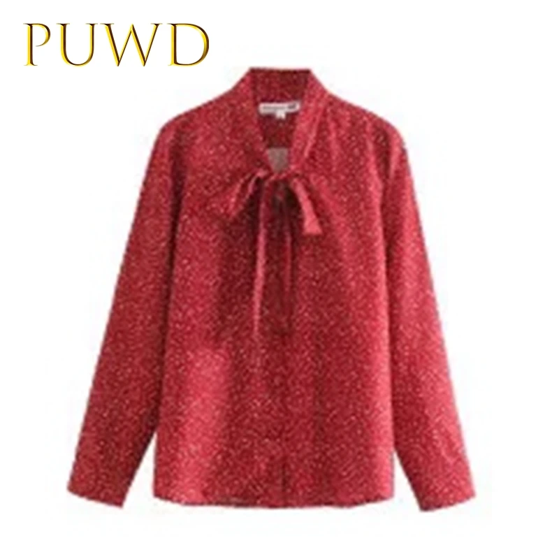 

PUWD 2019 New Ladies'autumn bow tie fancy shirt