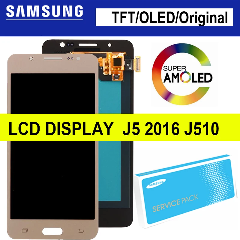 ЖК дисплей TFT/OLED/Super AMOLED для SAMSUNG Galaxy J5 2016 J510 J510F J510FN J510M сенсорный экран дигитайзер запасные части|Экраны