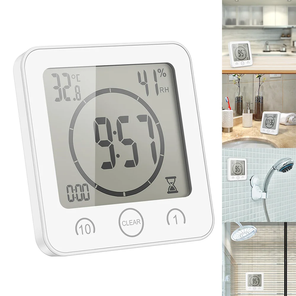 

Digital Bathroom Clocks Thermometer Hygrometer Lcd Suction Cup Waterproof Shower Watches Temperature Humidity Meter Alarm