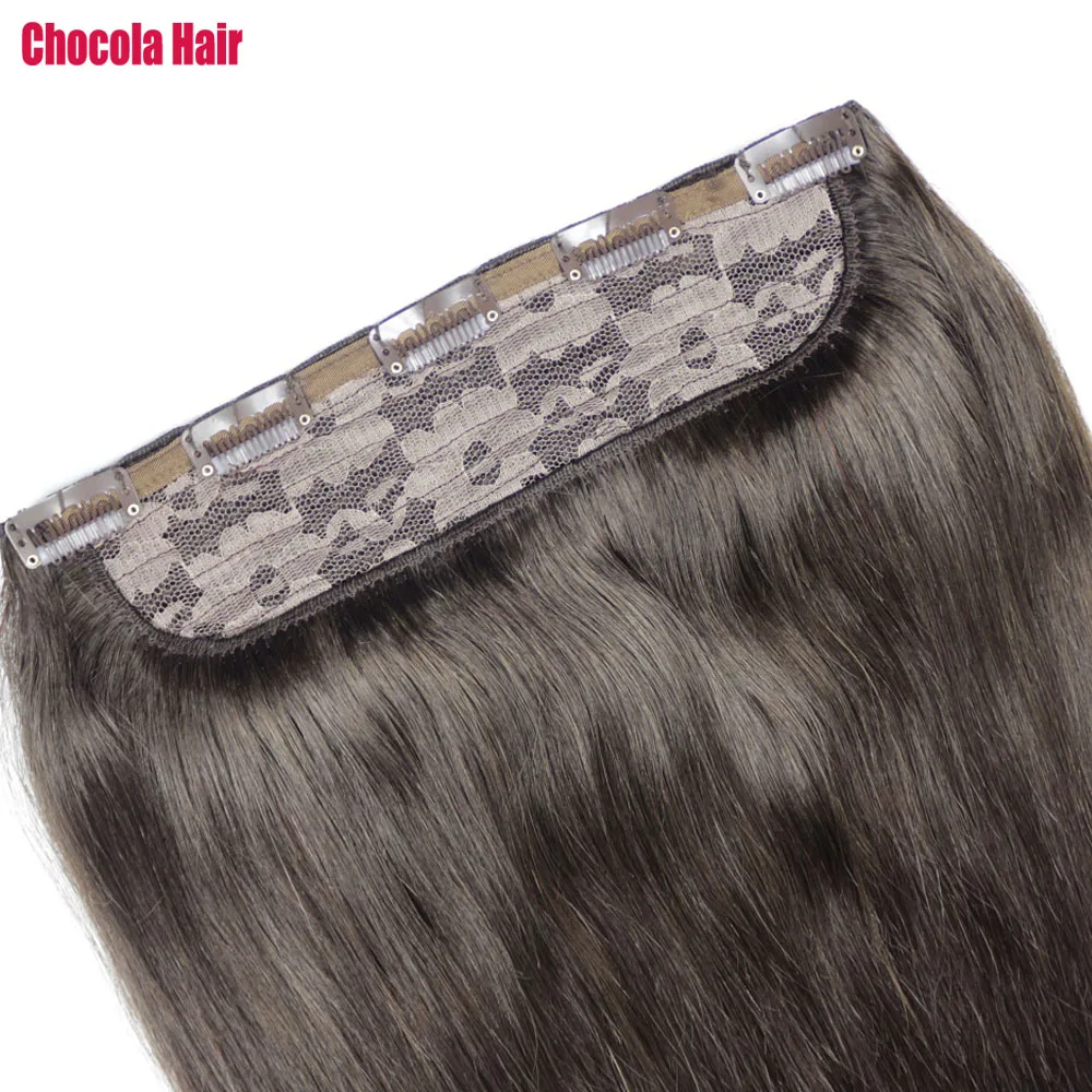 Chocala 20"-28" Machine Made Remy Hair 80g One Piece Set With 5 Clips In 100% Brazilian Human Hair Extensions 1pcs Straight