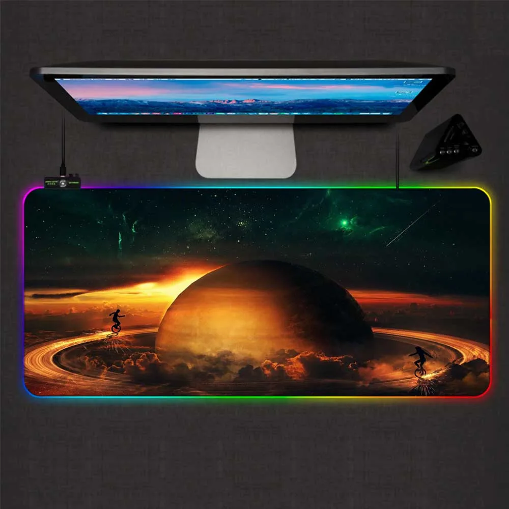

XGZ Starry Sky Large Mouse Pad on The Moon RGB Mouse Pad LED Color Backlight Computer Notebook Office Keyboard Carpet Desk Mat