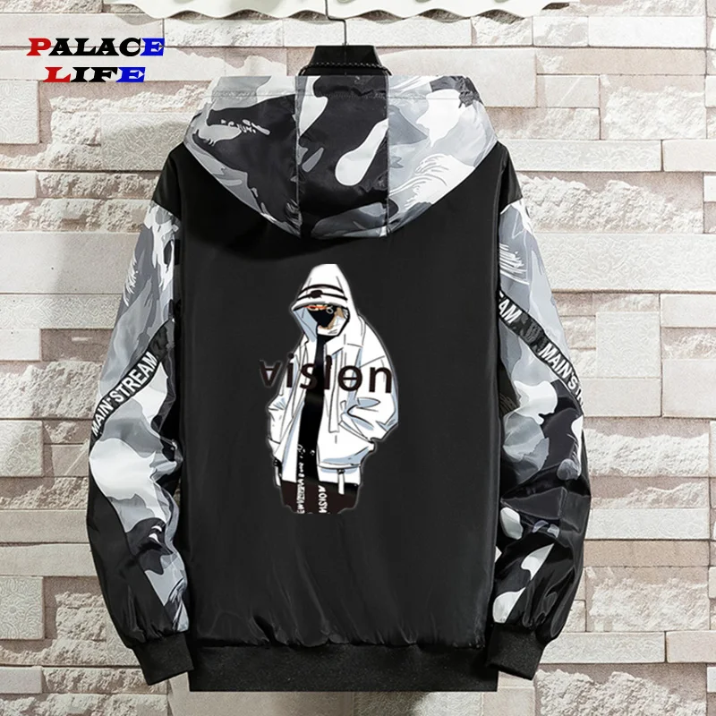 Spring Autumn Fashion Hooded Jacket Men Punk Hip Hop Jacket Casual Print Youth Couple Coat Wild Streetwear Windbreaker Spring Autumn Fashion Hooded Jacket Men Punk Hip Hop Jacket Casual Print Youth Couple Coat Wild Streetwear Windbreaker