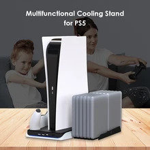 

For PS5 Vertical Stand with Cooling Fan Dual Controller Charger Console Charging Station with Cooling Fan Game Accessories
