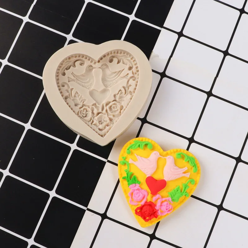 

HEARTMOVE 3D Silicone Heart Love Bird Flower Shaped Baking Mold Fondant Cake Tool Chocolate Candy Cookies Pastry Soap Mould 9115