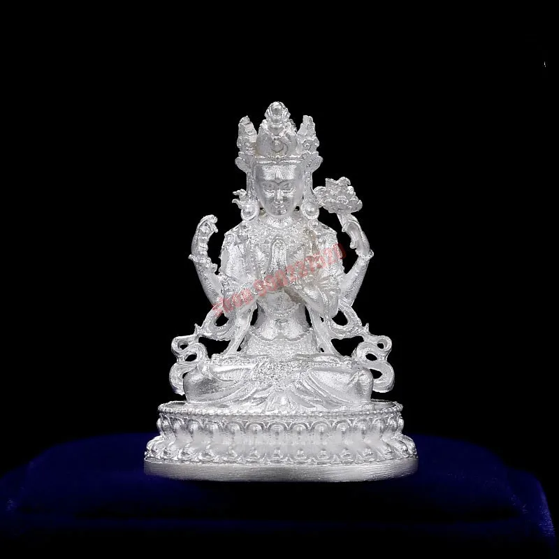 

Украшение-Будда Manjusri Pusa, мини-Будда из чистого серебра 925 пробы, изысканные безделушки ручной работы