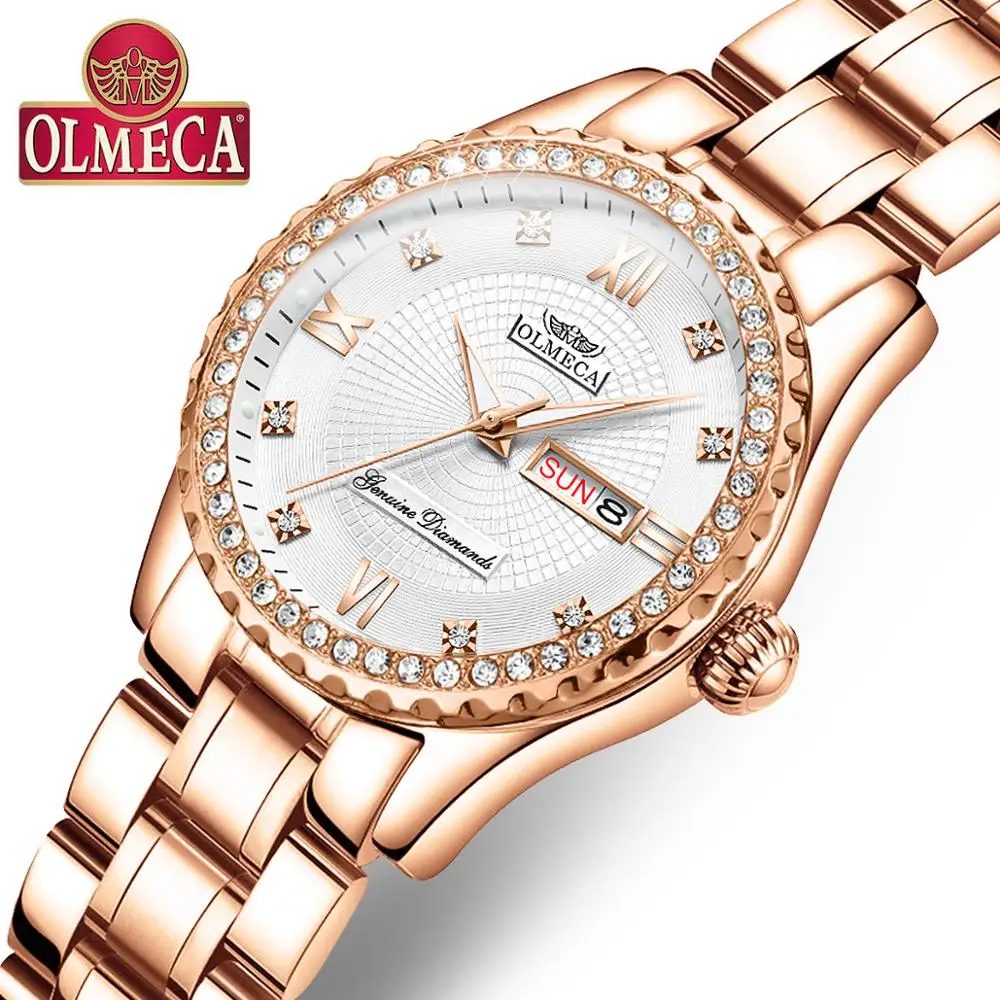OLMECA женские наручные часы модные Авто Дата Роскошные Кварцевые часы Relogio Feminino часы 30 м водонепроницаемые часы Дамский стиль