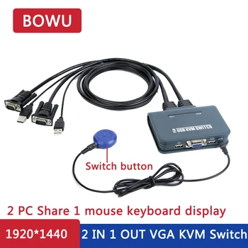 

2 Port Smart VGA switch USB KVM Switch with Cable Support One Set Mouse Keyboard Monitor Control 2 PC