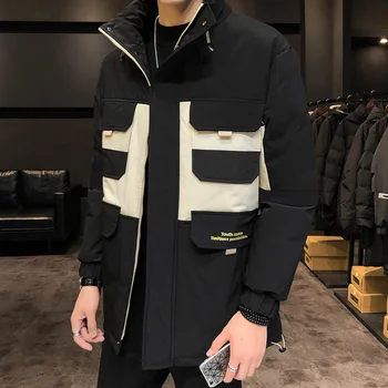 

Safari Style Winter Man Coat Trends Patchwork Printing Men's Coats Windproof Keep Warm Black Blue Khaki M-4XL Winter Clothes Men