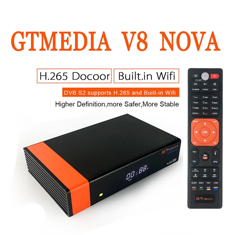 GTMEDIA convertidor Digital V8 NOVA, decodificador compatible con H.265,  Wifi integrado, V8super, función de actualización de sintonizador de TV,  reproductor multimedia|Receptor de TV por satélite| - AliExpress