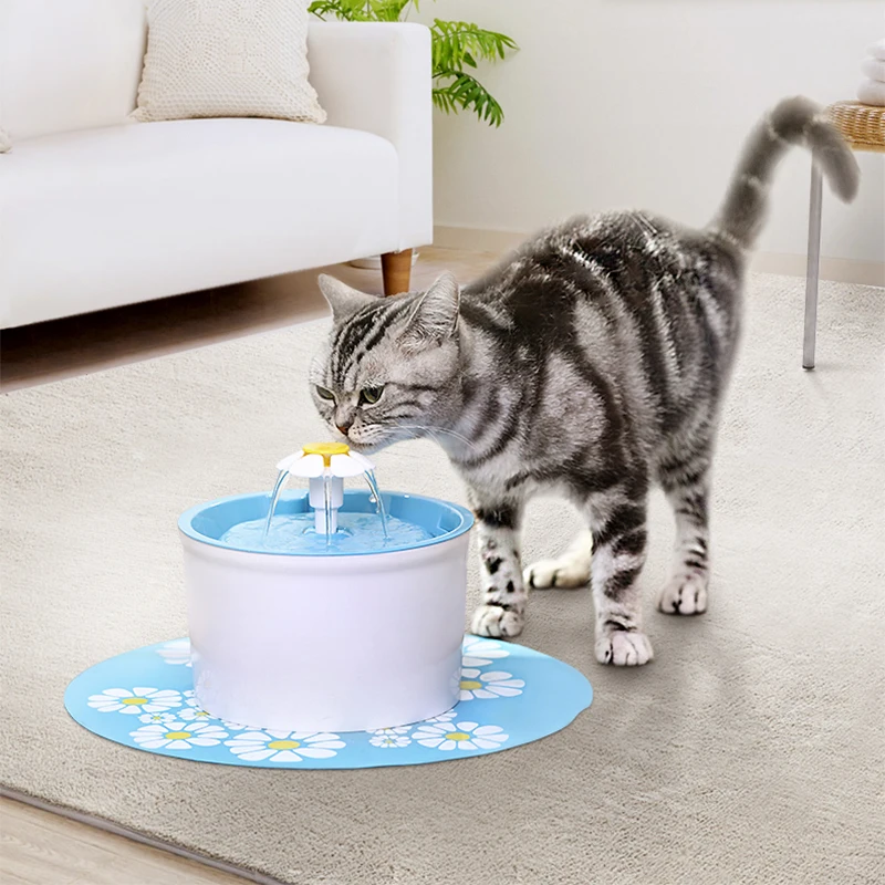 1.6L светодиодный автоматический фонтан для воды для кошек, собак, домашних животных, миска для воды для кошек, дозатор для питьевой воды с цветами, фильтры для фонтана для домашних животных