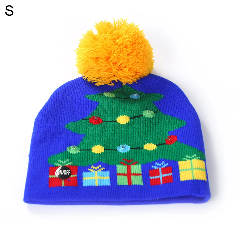 Рождественский светодиодный вязаный головной убор+ шарф, комплект рождественской елки, Снежная шапочка с цветком, светящаяся теплая шапка для детей, взрослых, Рождественская вечеринка - Цвет: A3