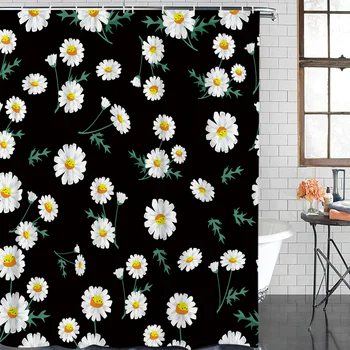 

Bathroom Shower Curtains Spring White Daisy Flowers Waterproof Polyester Fabric Shower Curtain Home Decoration Bathroom Curtain