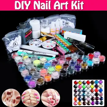 

NEW Acrylic Kit Nail Manicure Set With Acrylic Liquid Nail Glitter Powder Nail Tips Decoration Acrylic Brush Nail Art Tool Kit