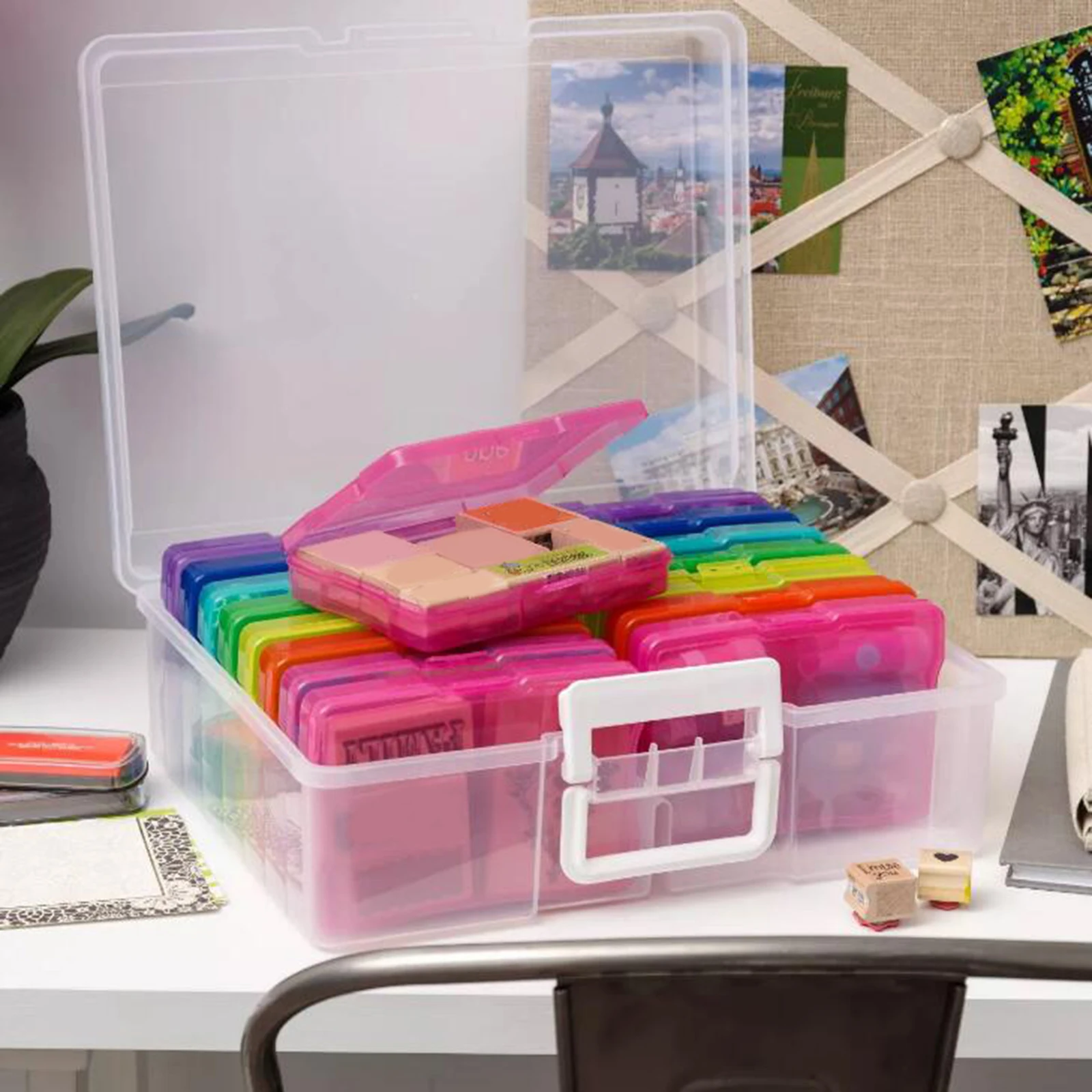 Lifewit Foto-opbergdoos 13x18cm 5r Fotokoffer, 9 Insteekhoezen, Doorzichtig Fotodoos Organizer, Zaadorganizer Ambachtelijk Container voor Kaarten Foto's met 2 Vel Stickerlabels,Verpakking van 2 stuks