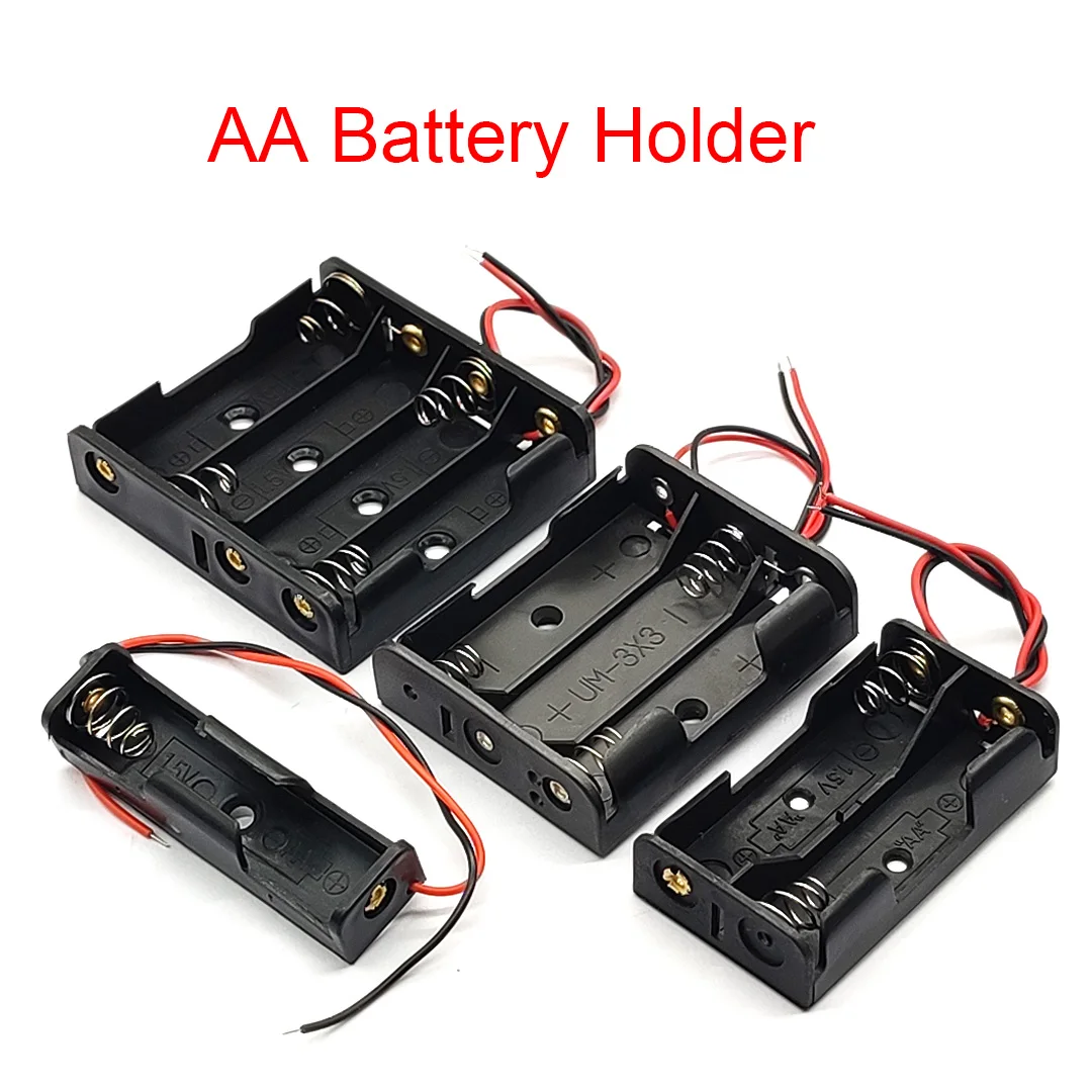 Enclosed Battery Holder Case Box With Switch/ Cover/ DC Plug/Wire 2 3 4 8 x AA 