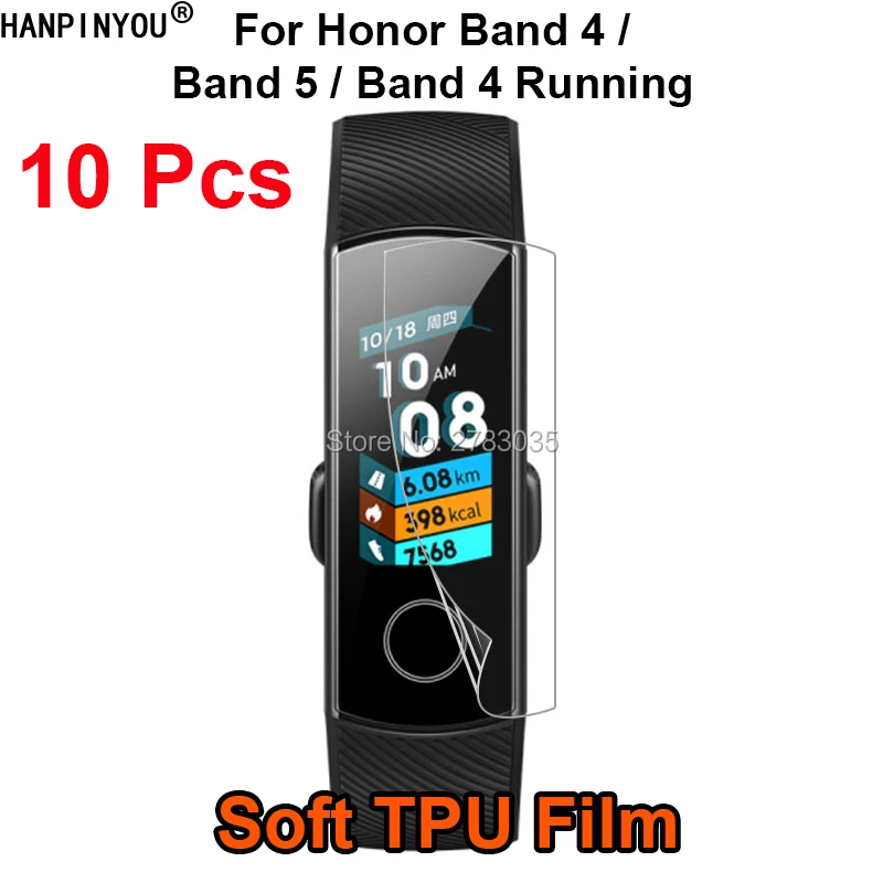 10 шт./партия для Honor Band 4/Band 5/4 бег спортивные Смарт-часы браслет пленка из мягкого ТПУ Экран протектор(не калёное Стекло