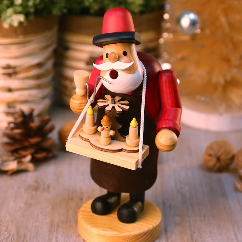 

Christmas Wooden Hand Selling Windmill Smoke Dolls Statue Pipe Puppet Incense Burners Wood Craftwork Home Decoration R3483
