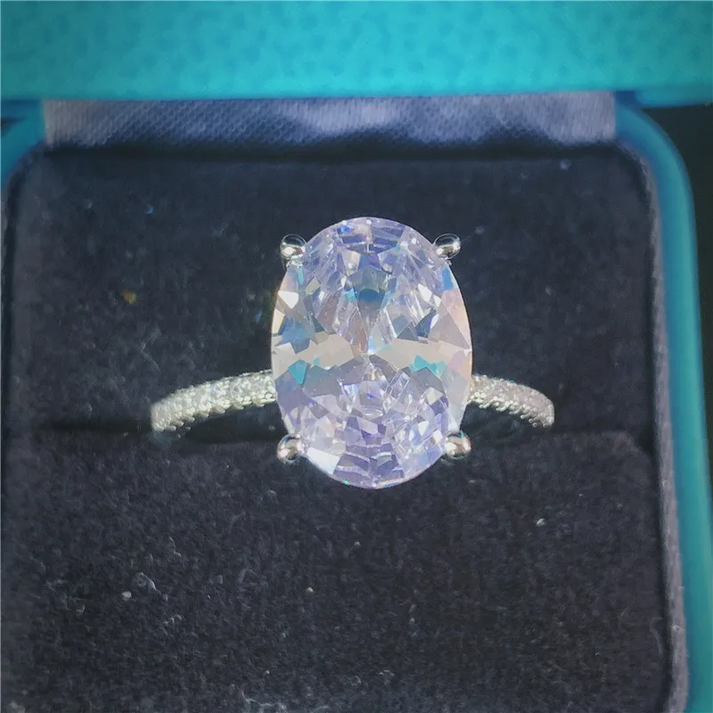 Vecalon, овальное кольцо, наборы, 925 пробы, серебро, 3ct, AAAAA, cz, обручальное кольцо, кольца для женщин, свадебные, вечерние, аксессуары - Цвет основного камня: main ring