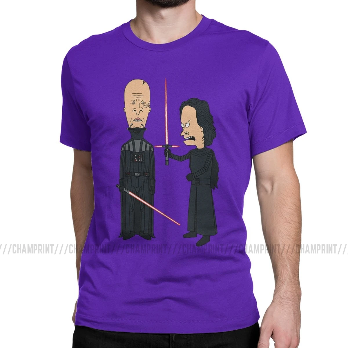 Мужские хлопковые винтажные футболки с надписью «dump Darkside» и надписью «Beavis And Butthead», топы с коротким рукавом в стиле панк с изображением старой комедии и музыки - Цвет: Фиолетовый