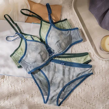 

Lace ultra-thin sexy lingerie bra set for young ladies new adjustment type gathering breast