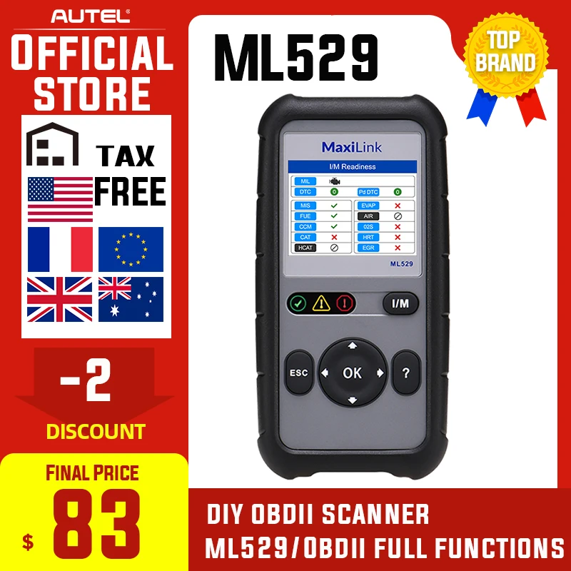 Диагностический сканер Autel Maxilink ML529 инструмент для диагностики OBDII EOBD OBD2