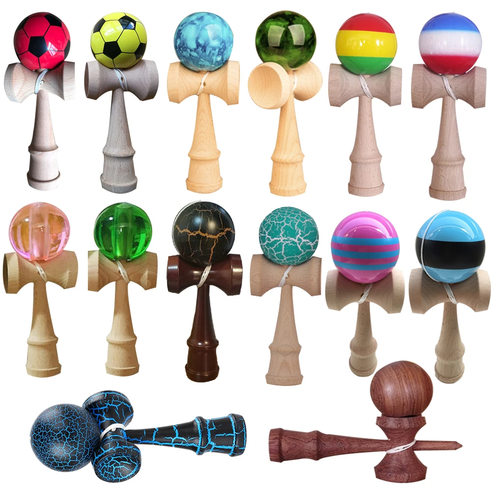 Kendama умелый мяч для жонглирования 18 см полный трещины PU краска деревянный шар Kendama игра игрушка для отдыха на открытом воздухе Спорт