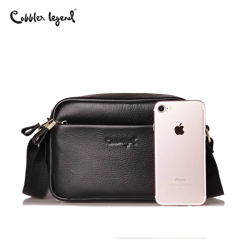 Cobbler Legend Genuine Leather Male Shoulder Outdoor Running Sport Bag Waterproof Mobile Phone Bags Multi-Function Crossbody