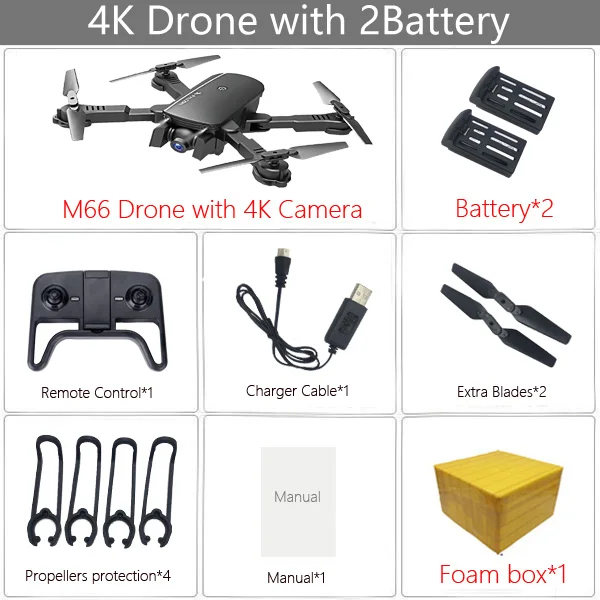 LAUMOX M66 RC Drone with 4K Camera Drone Wide Angle Optical Flow Positioning Gesture Photo Wifi FPV Foldable Quadcopter Vs E58 - Цвет: 4K 2B FB Black