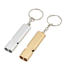 Outdoor Survial Whistle Double Pipe Safe Survival Emergency Key Chain Cheerleading Tools Hiking Climping Multifunction Tools