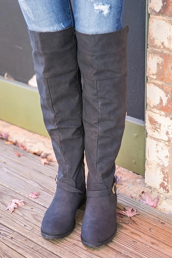 

New Over-the-knee Women Boots Women Fashion Platform Boots Zipper Solid Flat Heels Ladies Casual Warm Shoes For Winter