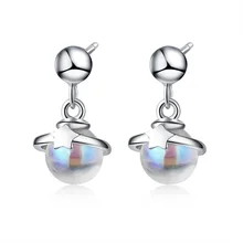 Серьги-гвоздики из стерлингового серебра 925 пробы с разноцветными круглыми шариками и звездами для женщин, ювелирные изделия и аксессуары, Прямая поставка, EH1392