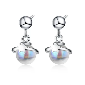 

925 sterling silver Engagement Colorful Round Ball Star Stud Earrings For Women Jewelry & Accessories dropshipping EH1392