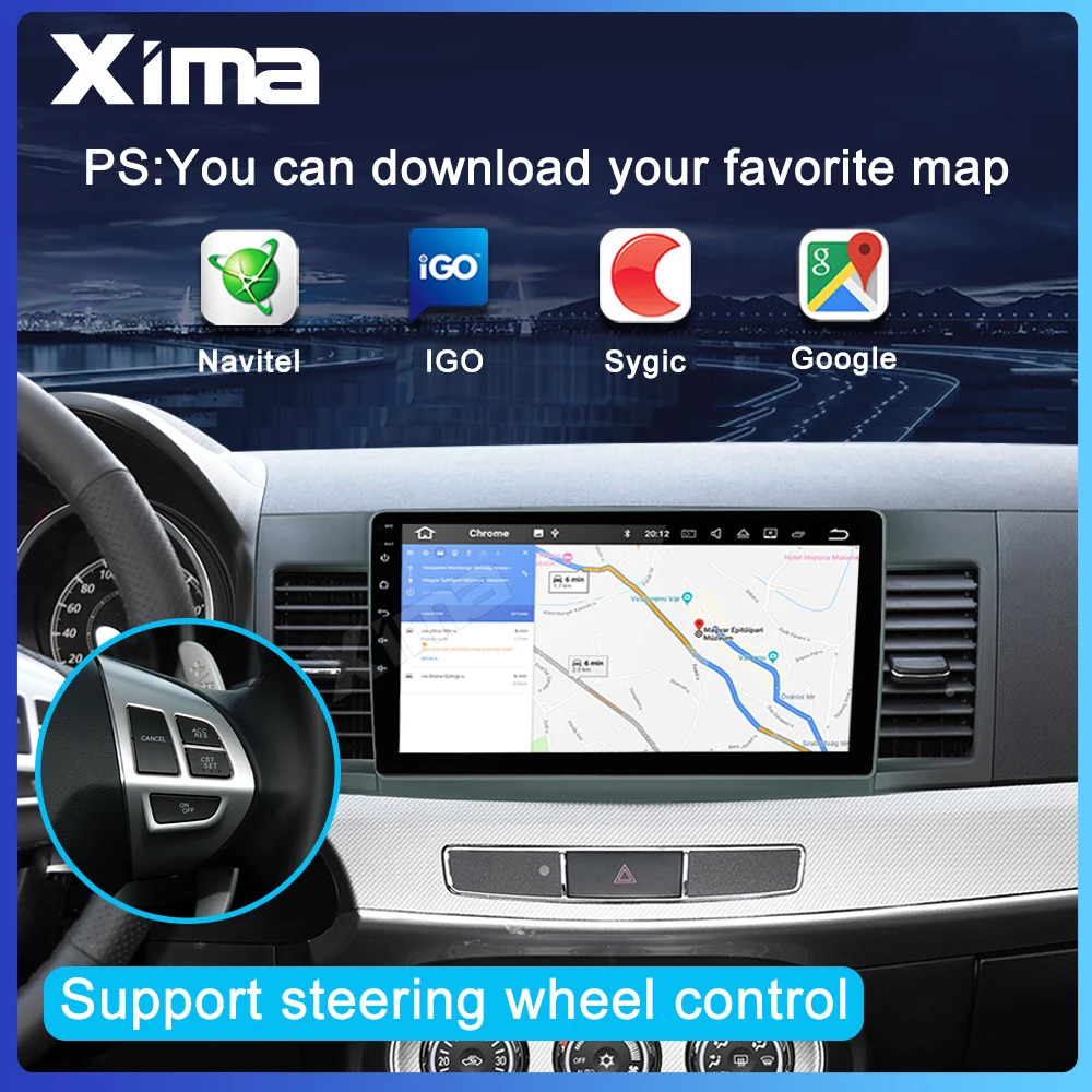 10 Inch 2din Car Android 9.0 Car DVD Player for Mitsubishi Lancer 2008 2009 2010- Car Radio GPS Navigation Multimedia Player