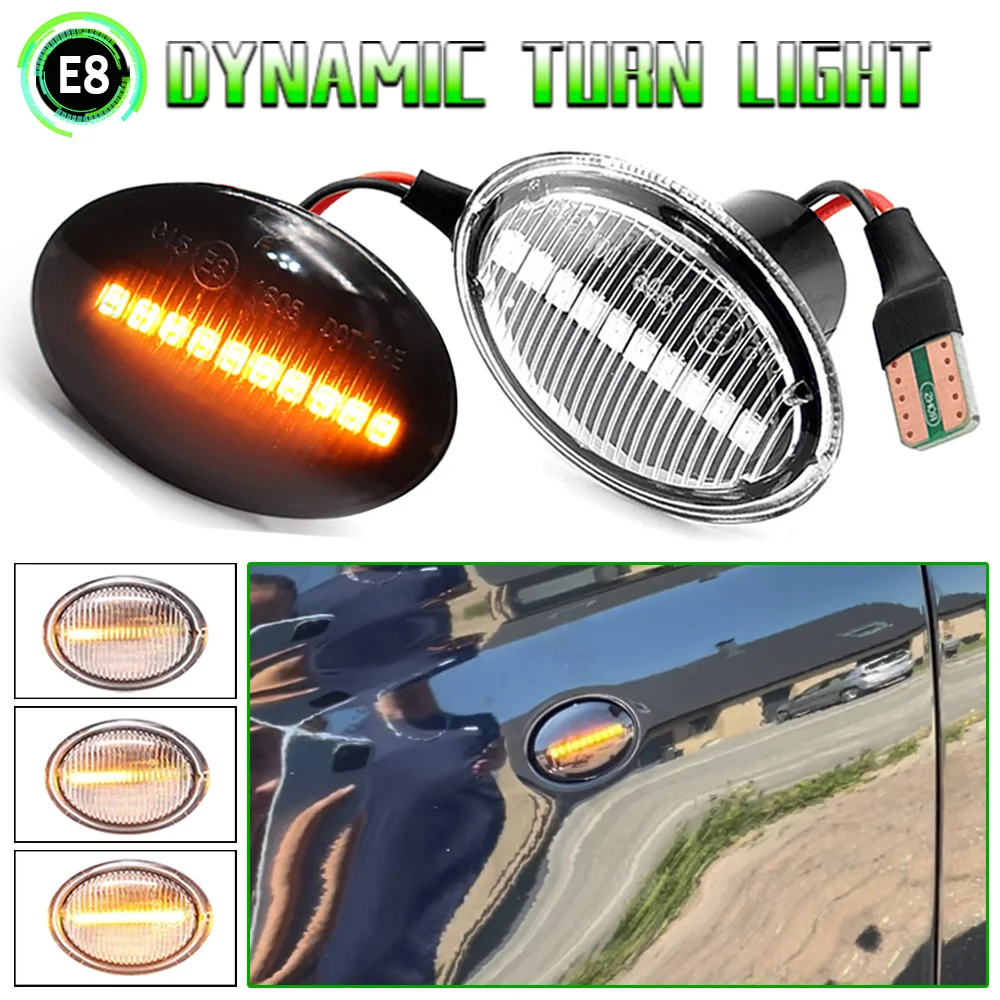 2pcs Led Dynamic Side Marker Turn Signal Light For Fiat 500 Ford