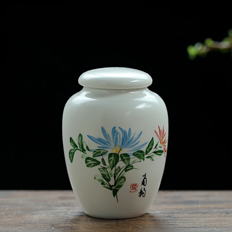 10 chrysanthemum Мини Белый керамический прах питомца урна кремации пепельница маленькое животное Животное попугай птица похоронный Мемориал шкатулка погребальные урны в нише - Цвет: 10 chrysanthemum