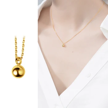 

Mocanie New 925 Sterling Silver Minimalist Lovely Gold Color Little Ball Light Beads Pendant Necklace for Women Fine Jewelry