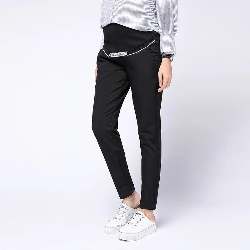 Adjustable Womens Maternity High Waisted Comfortable Lounge Pregnancy Pants Folded Waist Stretchy Pregnant Clothes Pants