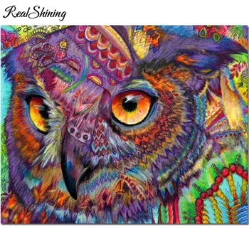 

DIY Diamond Embroidery Full Display Colorful Owl Rhinestone Pictures Needlework Diamond Painting Mosaic Handmade Gift FS7002