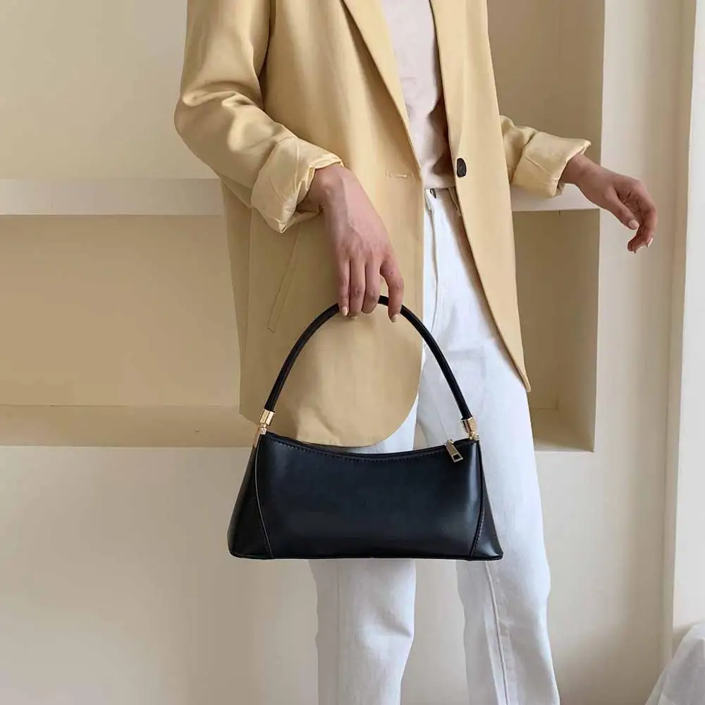 

Simple Women Handbag 2019 New Handbags Solid Color Leather Small Shoulder Bags Retro Luxury Handbags Bags For Women #20