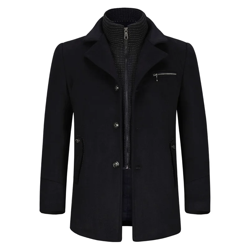 YOUTHUP Wool Blends Men Coats With Vest Single Breasted Autumn Coats Overcoats Topcoat Mens Business Coat Streetwear 3 Colors YOUTHUP Wool Blends Men Coats With Vest Single Breasted Autumn Coats Overcoats Topcoat Mens Business Coat Streetwear 3 Colors