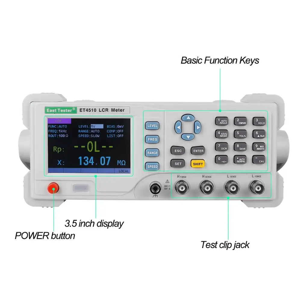 LONGJUANC Digital Benchtop LCR Meter ET4510 Desktop LCR Bridge with USB and RS232 Adjustable