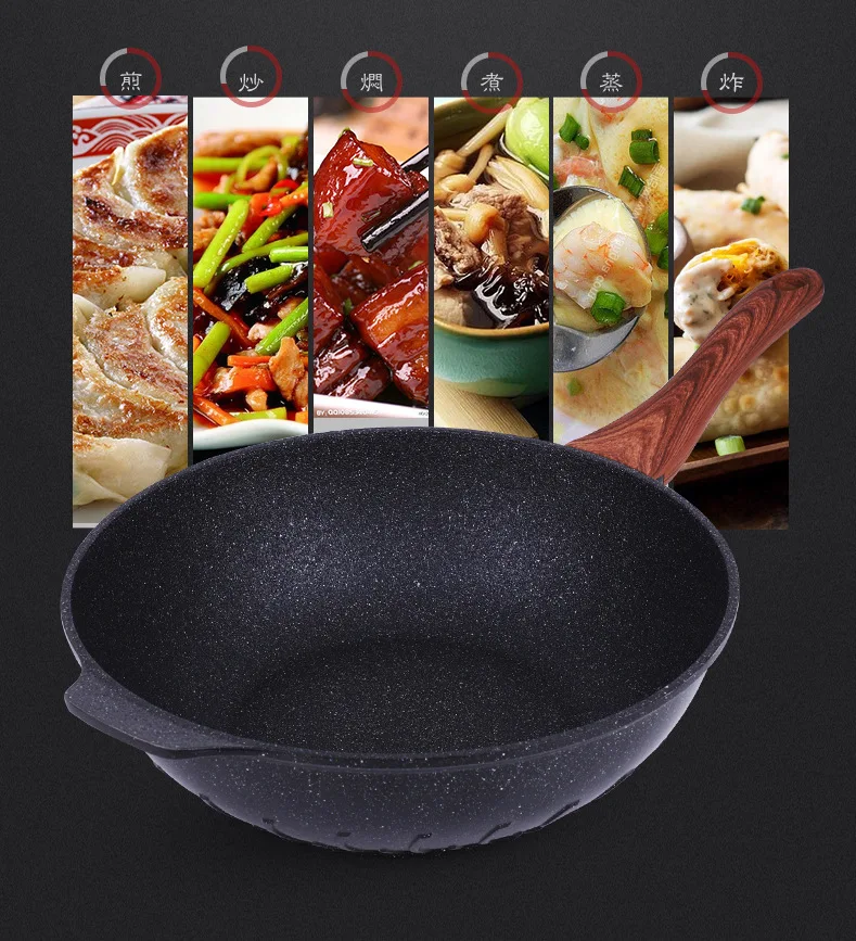 Антипригарная кухонная посуда maifanshi fusion из алюминия, бездымный горшок, термостойкая сковорода для приготовления пищи, ВОК, износостойкие кухонные сковороды
