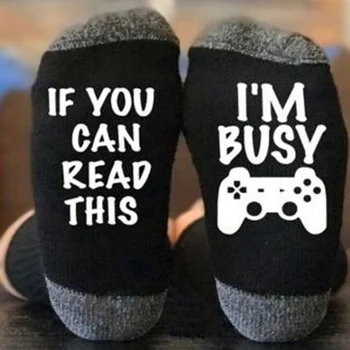 

Funny If You Can Read This I am Busy Pattern Novelty Art Christmas Gift Humour Words Socks Hipster Rock Punk Club Sock