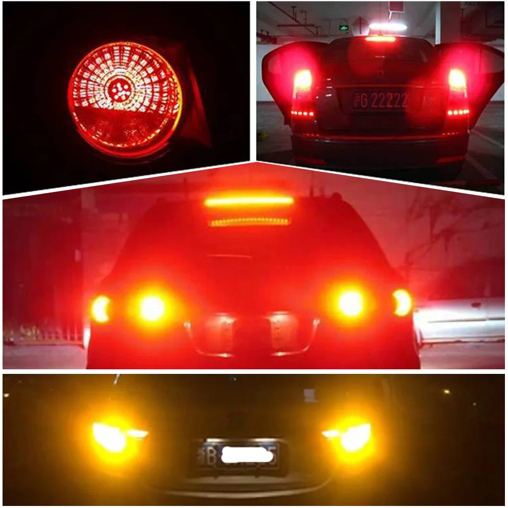 2 шт. P21W T20 Led PY21W BA15S BAU15S огни 12Led 3030 лампа для автомобильных тормозных огней поворотные фары красный желтый белый 12 В
