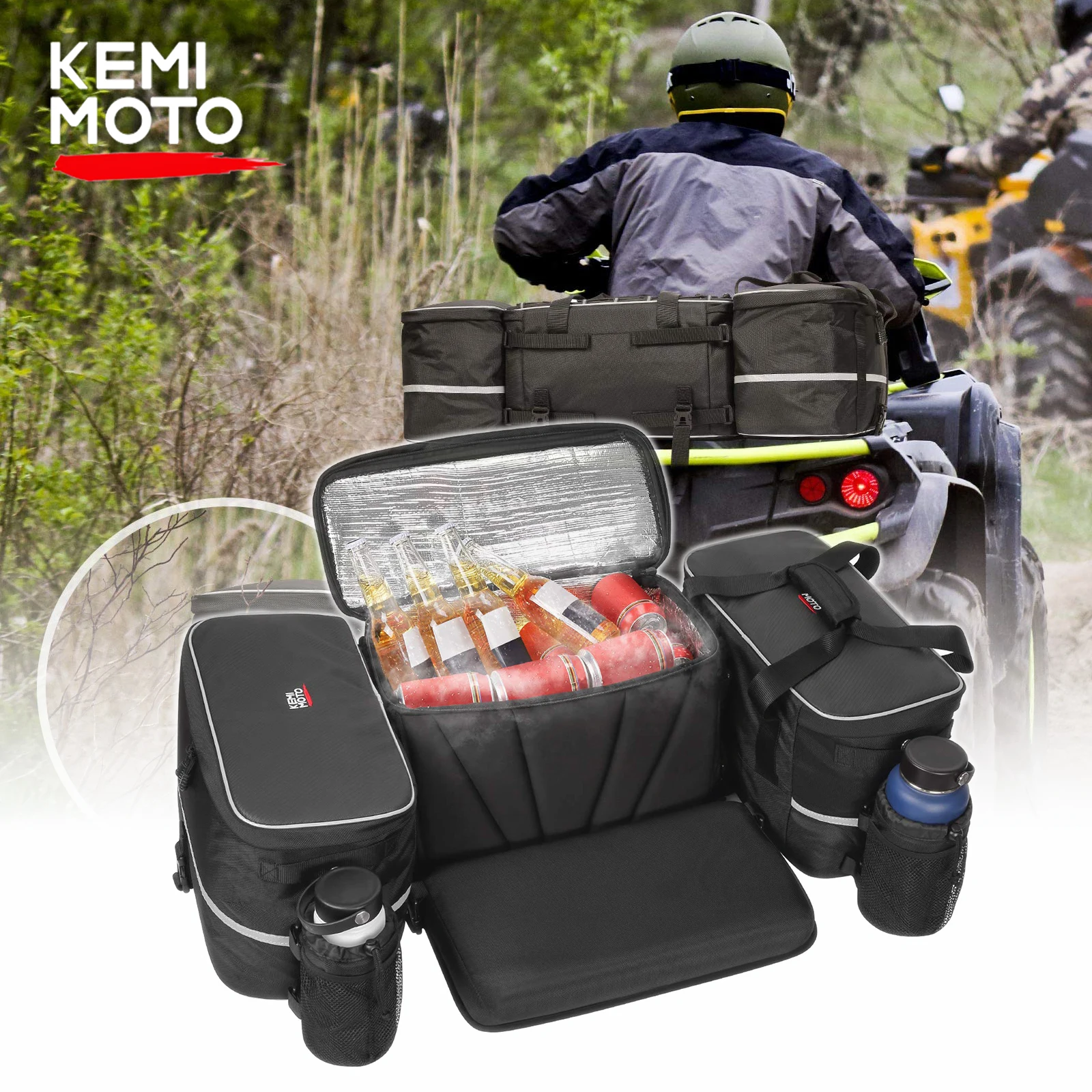 ATV KEMIMOTO Universal Rear Rack Seat Bag for Arctic Cat for Yamaha FZ for Polaris Sportsman Trail boss for Cf moto for Can-am